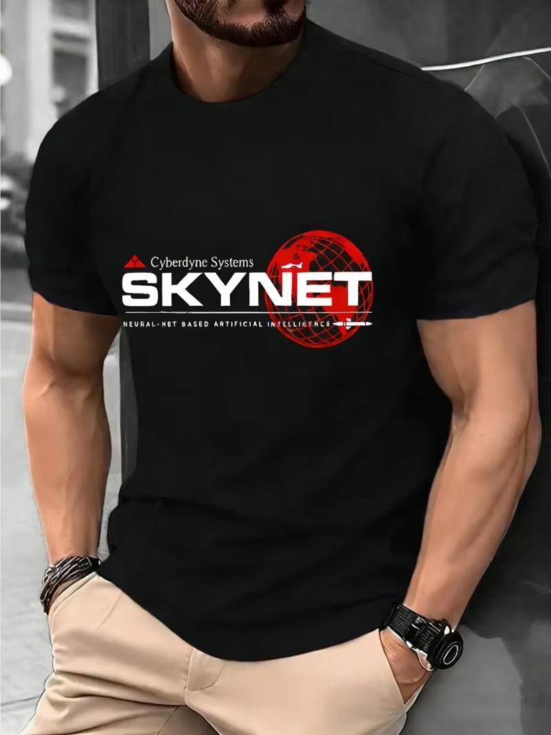 Tall Men Formal Wear - ไซเบอร์ไดน์ ซิสเต็มส์ สกายเน็ตเสื้อยืดกราฟิกผู้ชาย เสื้อผ้าฝ้ายเนื้อนุ่ม ระบายความชื้นได้ดี เสื้อผ้าลำลองสำหรับทุกฤดูกาล