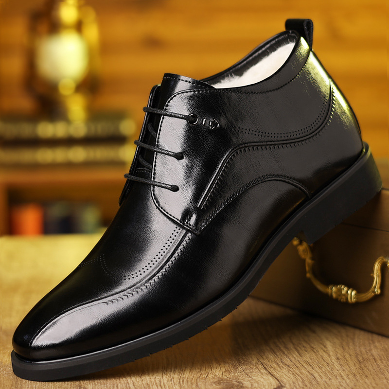 Men'S Formal Wear In Winter - ผู้ชายรองเท้าหนังฤดูหนาวกํามะหยี่หนาธุรกิจสวมใส่อย่างเป็นทางการวัยกลางคนและผู้สูงอายุรองเท้าสไตล์อังกฤษสบายๆรองเท้าผ้าฝ้าย
